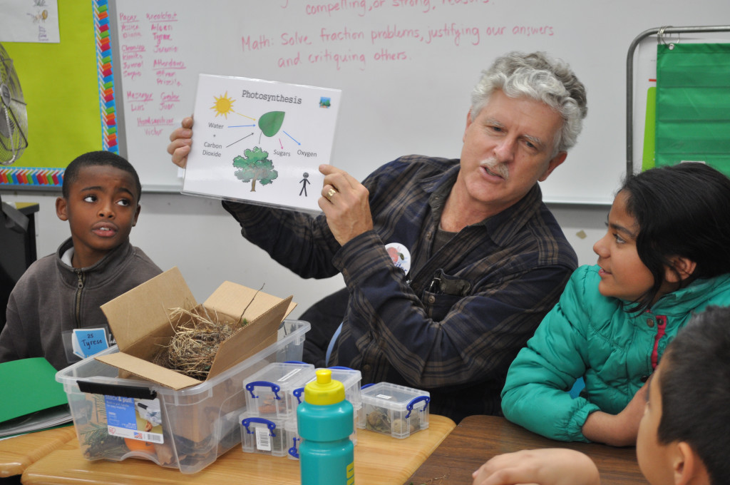 Education leader giving a science-based tree lesson