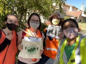Great Oak Count volunteers with swag and masks