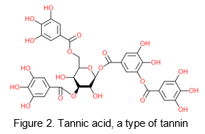 Tannic acid, a type of tannin